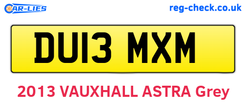 DU13MXM are the vehicle registration plates.