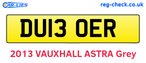 DU13OER are the vehicle registration plates.