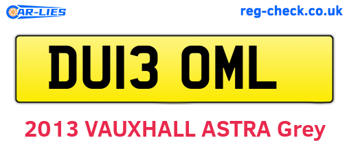 DU13OML are the vehicle registration plates.