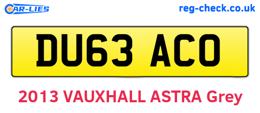 DU63ACO are the vehicle registration plates.