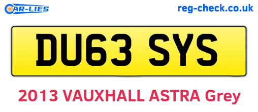 DU63SYS are the vehicle registration plates.