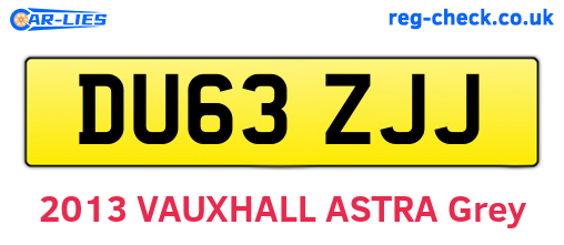 DU63ZJJ are the vehicle registration plates.