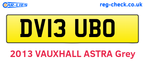 DV13UBO are the vehicle registration plates.