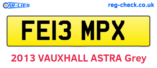 FE13MPX are the vehicle registration plates.