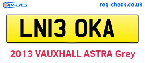 LN13OKA are the vehicle registration plates.