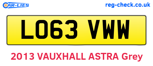LO63VWW are the vehicle registration plates.
