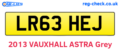 LR63HEJ are the vehicle registration plates.