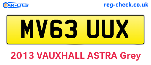 MV63UUX are the vehicle registration plates.
