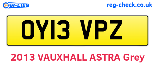 OY13VPZ are the vehicle registration plates.