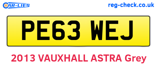PE63WEJ are the vehicle registration plates.
