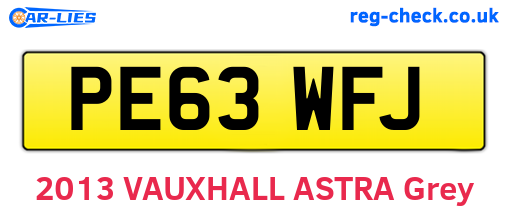 PE63WFJ are the vehicle registration plates.