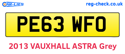 PE63WFO are the vehicle registration plates.