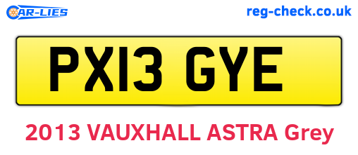 PX13GYE are the vehicle registration plates.