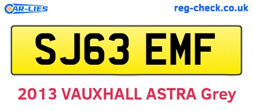 SJ63EMF are the vehicle registration plates.