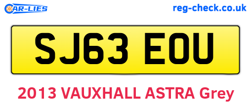 SJ63EOU are the vehicle registration plates.