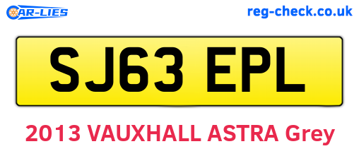 SJ63EPL are the vehicle registration plates.