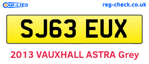 SJ63EUX are the vehicle registration plates.