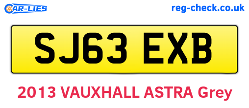 SJ63EXB are the vehicle registration plates.