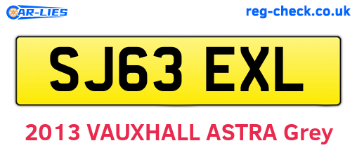 SJ63EXL are the vehicle registration plates.