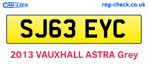 SJ63EYC are the vehicle registration plates.
