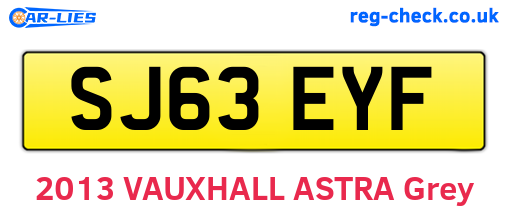 SJ63EYF are the vehicle registration plates.