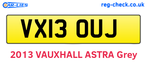 VX13OUJ are the vehicle registration plates.