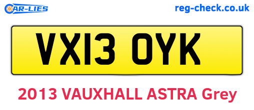 VX13OYK are the vehicle registration plates.