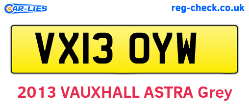 VX13OYW are the vehicle registration plates.