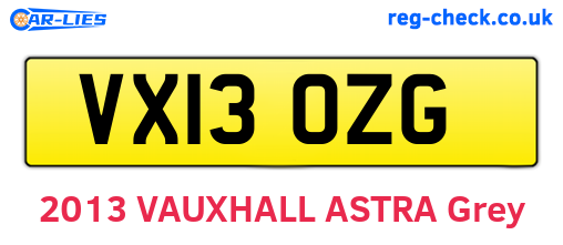 VX13OZG are the vehicle registration plates.