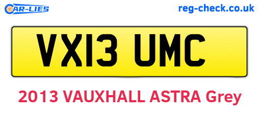 VX13UMC are the vehicle registration plates.