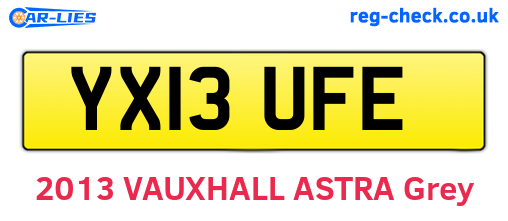 YX13UFE are the vehicle registration plates.