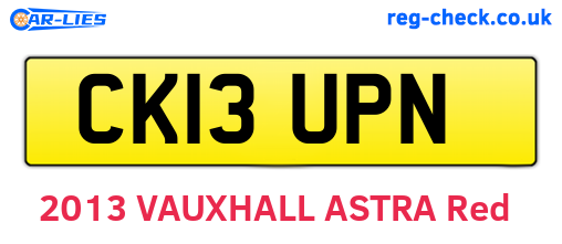CK13UPN are the vehicle registration plates.