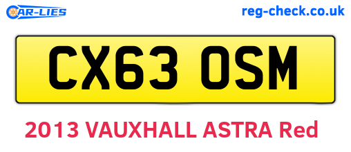 CX63OSM are the vehicle registration plates.