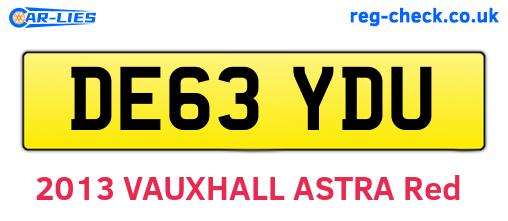 DE63YDU are the vehicle registration plates.