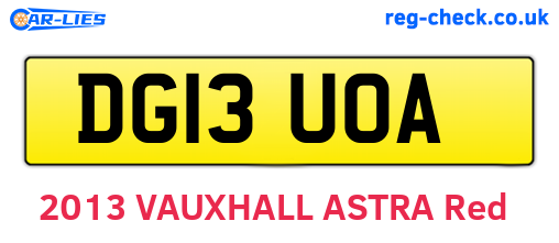 DG13UOA are the vehicle registration plates.
