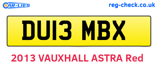DU13MBX are the vehicle registration plates.