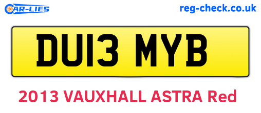 DU13MYB are the vehicle registration plates.