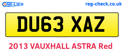 DU63XAZ are the vehicle registration plates.