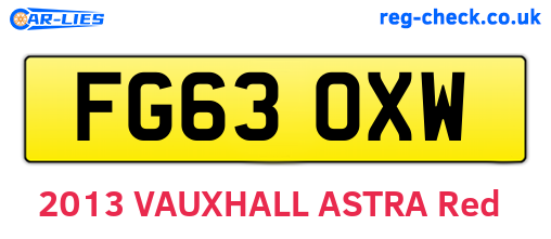 FG63OXW are the vehicle registration plates.