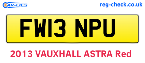 FW13NPU are the vehicle registration plates.