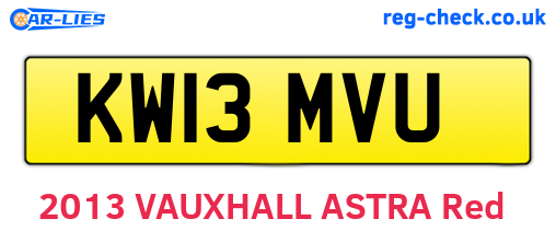 KW13MVU are the vehicle registration plates.