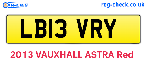 LB13VRY are the vehicle registration plates.