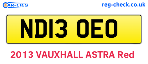 ND13OEO are the vehicle registration plates.