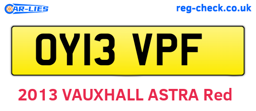 OY13VPF are the vehicle registration plates.