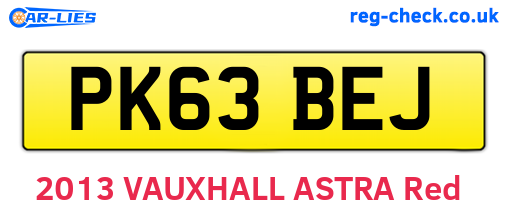 PK63BEJ are the vehicle registration plates.