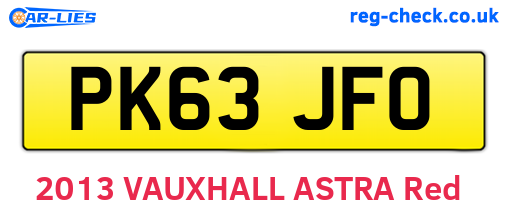 PK63JFO are the vehicle registration plates.