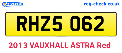 RHZ5062 are the vehicle registration plates.