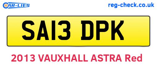 SA13DPK are the vehicle registration plates.