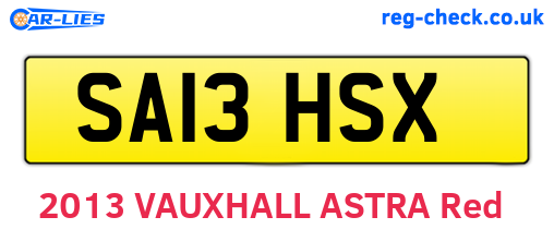 SA13HSX are the vehicle registration plates.