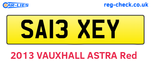SA13XEY are the vehicle registration plates.
